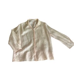 Shiatzy Chen Pastel Pink Button Up Blouse Lace Collar